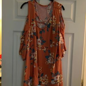 Crisscrossed mid length shirt with off the shoulders